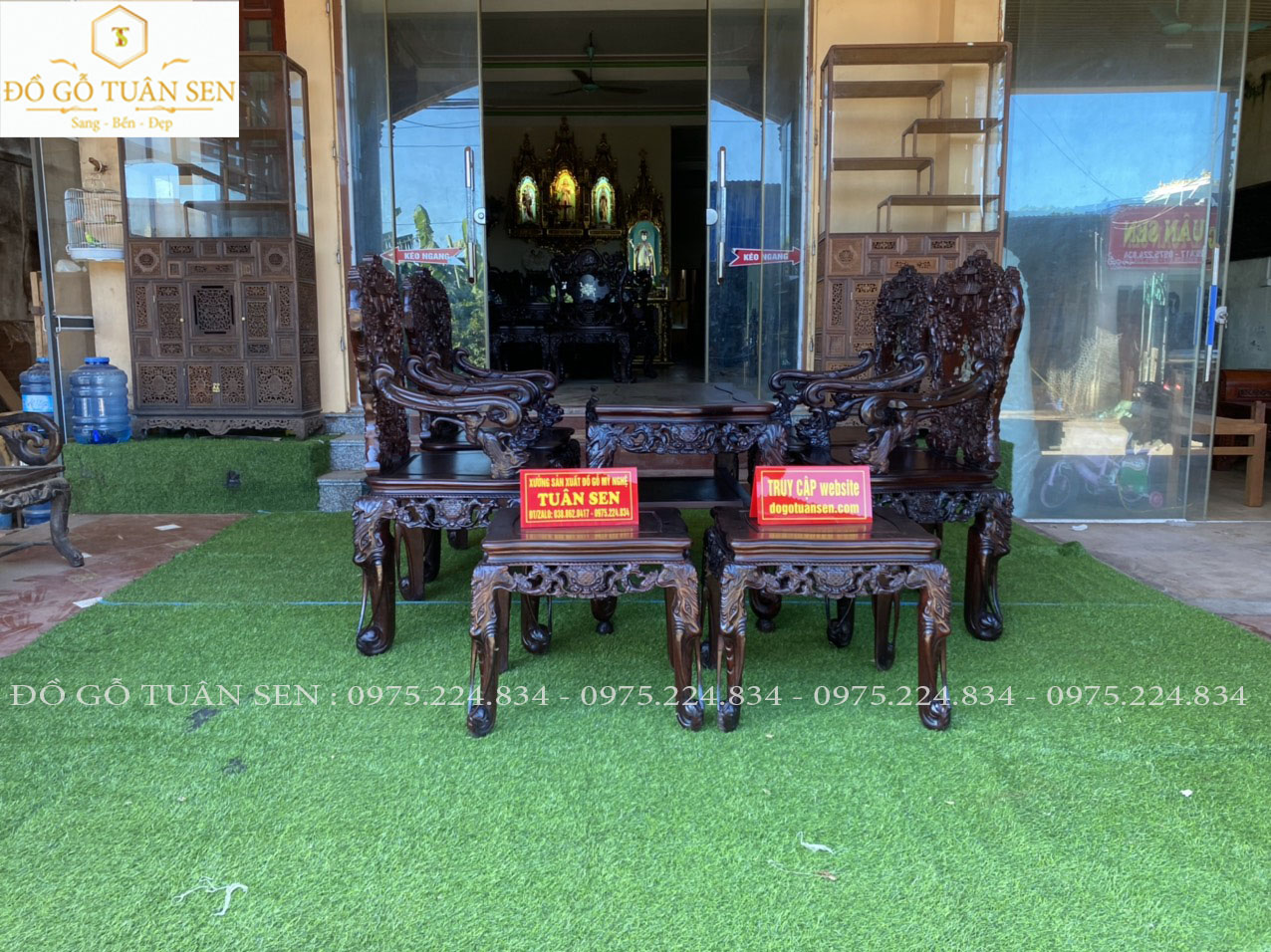  bộ ghế bát tiên 7 món gỗ gụ 